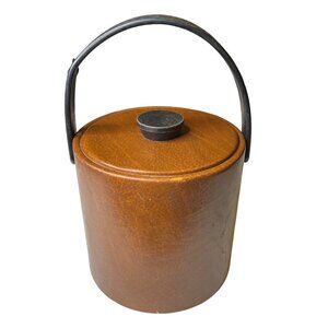 Vinyl Ice Bucket MCM Barware Mid Century Modern Vintage 70s 60s Retro With Lid u